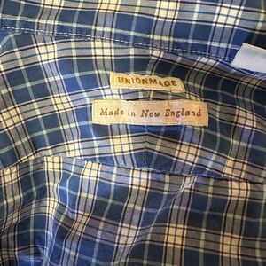 Union made Blue Plaid Shirt - Size L Made in New England